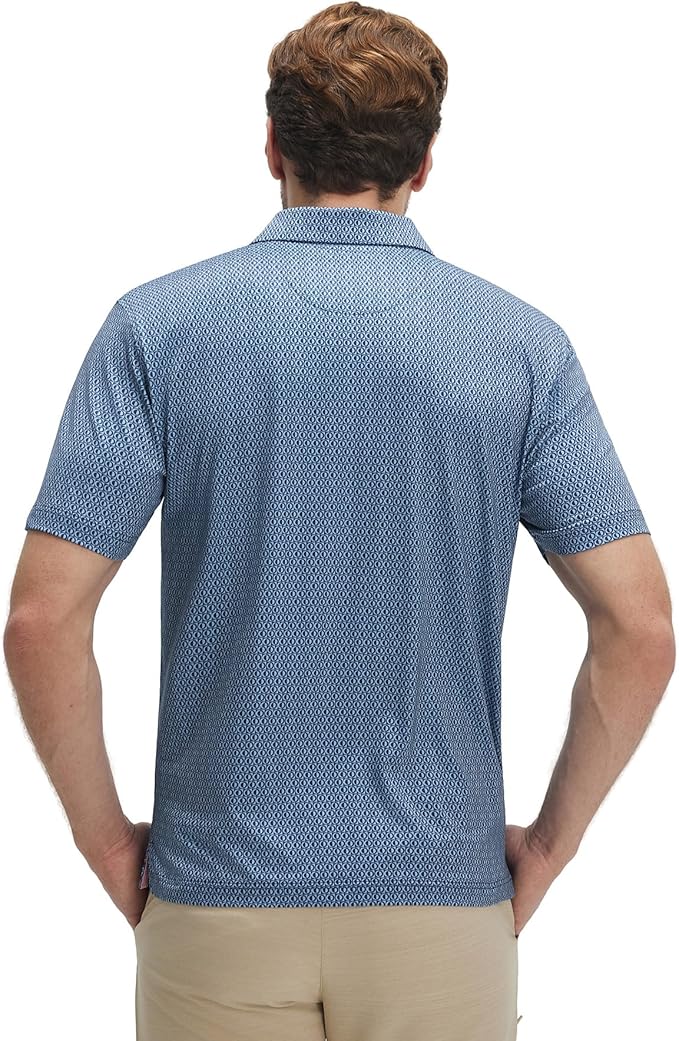 M MAELREG Mens Golf Shirt Short Sleeve Dry Fit Print Moisture Wicking Performance Patterns Collared Polo Shirt