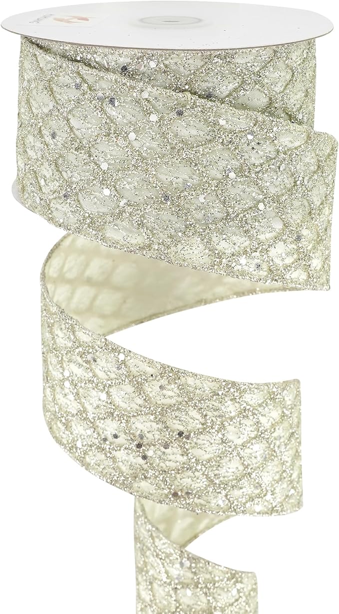 HUIHUANG Champagne Glitter Wired Ribbon - Image 8
