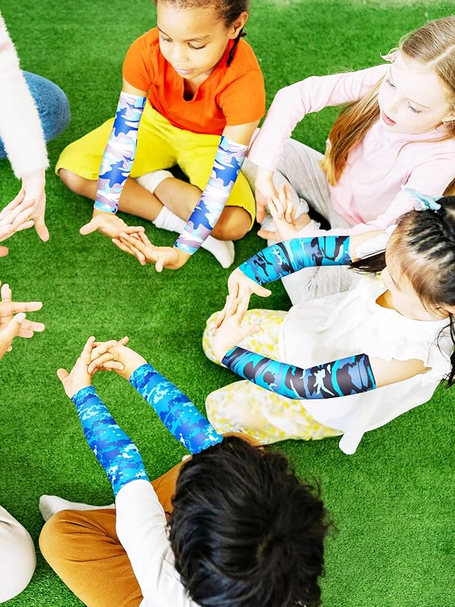 16 Pairs Sports Arm Sleeves for Kids Basketball Baseball Arm Sleeves UV Sun Protection Cooling Arm Cover Sleeve