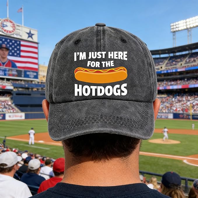 I'm JUST HERE for The Hotdogs Hats for Men Baseball Caps Trendy Washed Workout Hats Light Weight