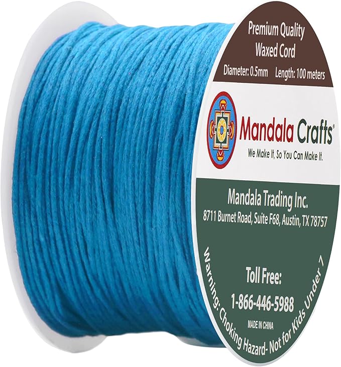 Mandala Crafts 0.5mm 109 Yards Light Blue Cotton Waxed Cord - Image 2