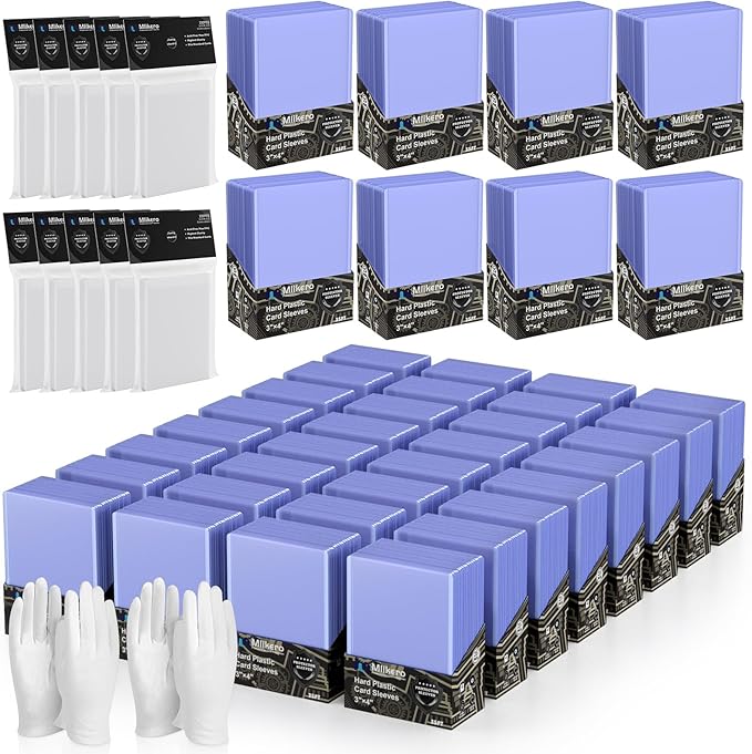 2000 Card Sleeves Top Loaders for Cards, 3"X4" Toploaders for Cards, Premium Baseball Card Protectors Hard Plastic for Sports and Game Cards (1000 Top Loaders + 1000 Clear Sleeves)