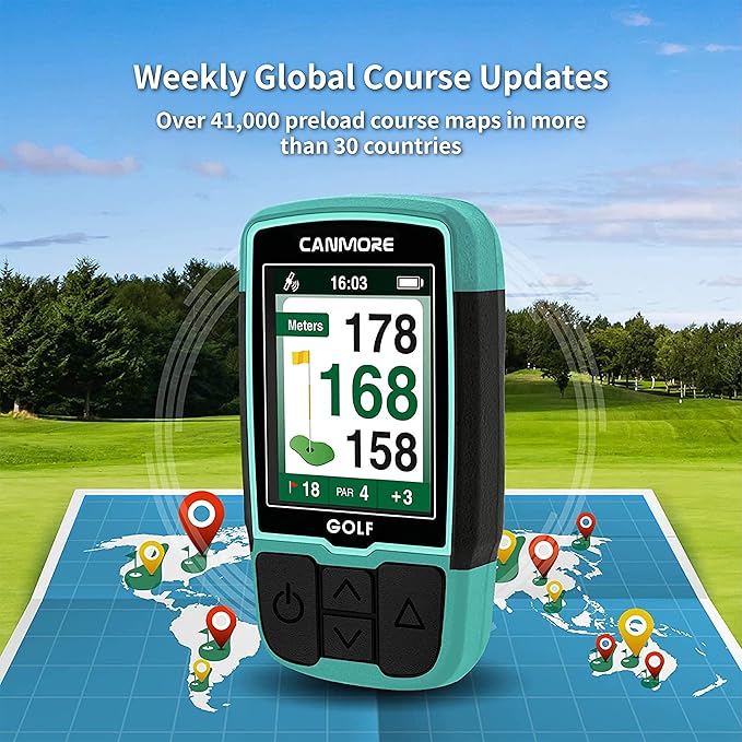 CANMORE HG200 Golf GPS - (Turquoise) Water Resistant Full Color Display with 41,000+ Essential Golf Course Data and Score Sheet - Free Courses Worldwide