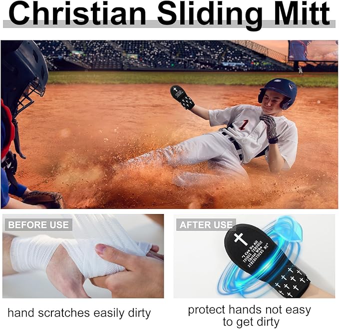 FYSUIMU Christian Sliding Mitt Left Right Hand Adjustable Protective Gear Bible Verse Cross Softball Baseball Guard Accessories