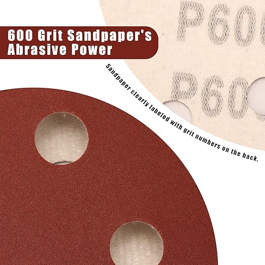 600 Grit 5 Inch Sanding Discs Hook and Loop Sandpaper - Image 2