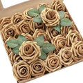 Floroom Artificial Flowers 25pcs Real Looking Antique Gold Foam Fake Roses by Floroom