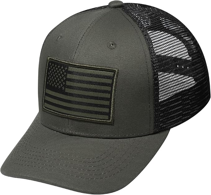 American Flag Trucker Hat, Patriotic Baseball Cap for Men & Women, Breathable Mesh Adjustable Snapback, USA Flag Patch