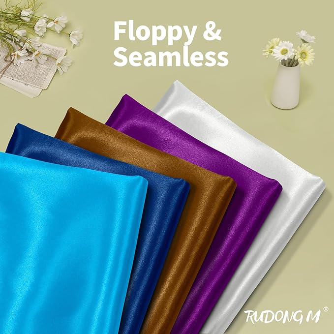 RUDONG M Aqua Blue Satin Fabric by The Yard, 1 Yard x 60 Inch Wide Silky - Image 2