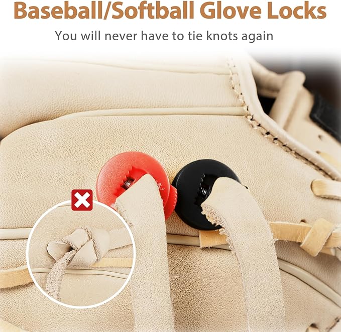 Glove Locks, 8-Pack Baseball/Softball Glove Lace Locks – Vibrant Colors, No Retie Knots, Spring-Lock Tech, Durable Design.
