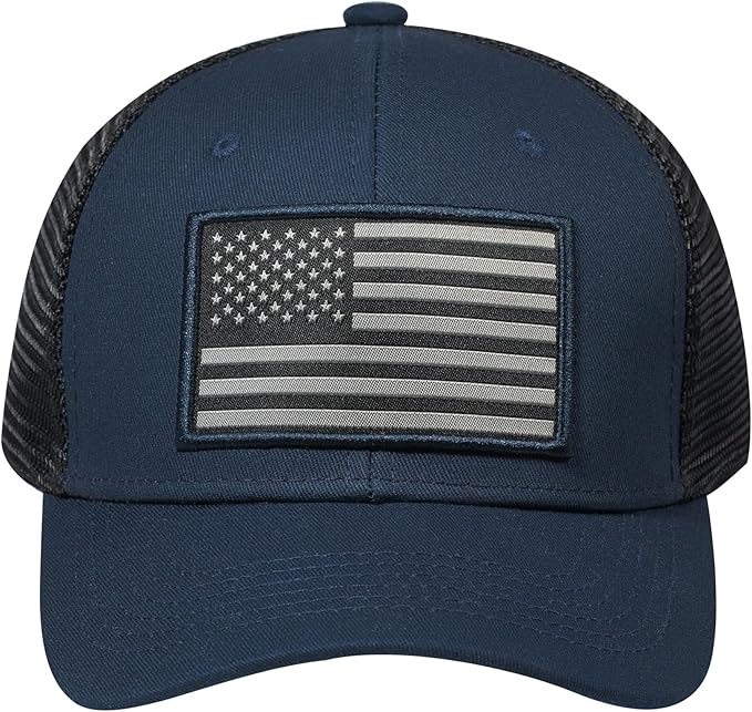 American Flag Trucker Hat, Patriotic Baseball Cap for Men & Women, Breathable Mesh Adjustable Snapback, USA Flag Patch