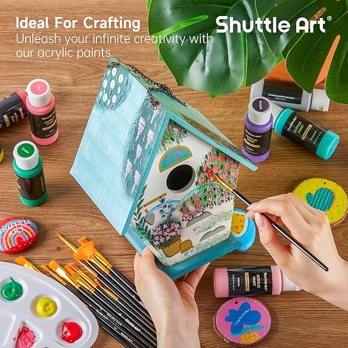 Shuttle Art Acrylic Paint, 50 Colors Acrylic Paint Set, 2oz/60ml Bottles - Image 6
