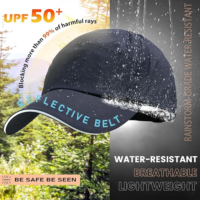 Mens Water-Resistant Baseball Cap Womens Rain Hat Foldable Outdoor Running Sun Fishing hat