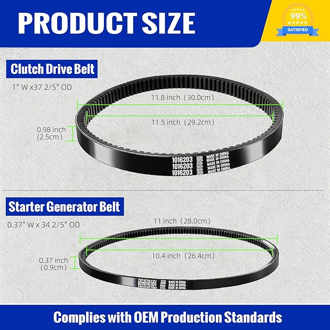 Roykaw Club Car DS Precedent Drive Belt and Starter Generator Belt Kit Fit Golf Cart DS 1997-UP and Precedent 2004-UP, Replace 101916701, 1016203