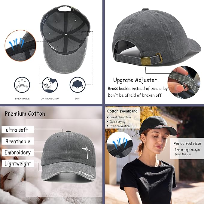 Cross Jesus Hat with Gifts Box, Embroidered Religious Baseball Cap, Christian Gifts for Men Women