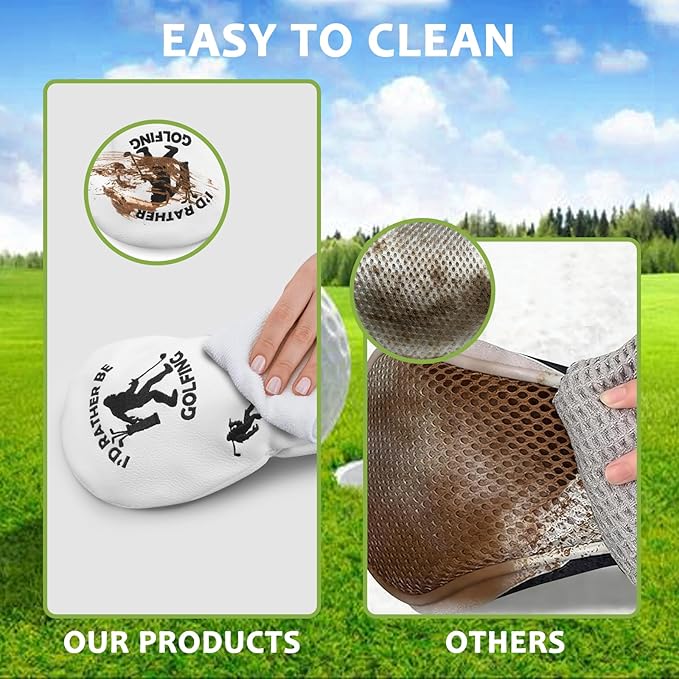 Golf Club Head Covers for Men Women, PU Leather Golf Headcover for Driver Fairway Wood and Hybrid, Funny Golf Accessories