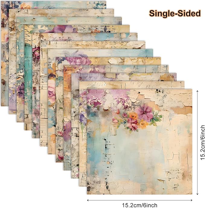 Vintage Floral Scrapbook Paper Pad Flower Patterned Paper 6×6, 24 Sheets - Image 2