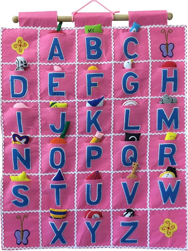 Pockets of Learning Pink ABC Felt Wall Hanging Chart by Pockets+of+Learning