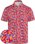 Golf Polo Shirts for Men Funny Print Short Sleeve Golf Shirts Performance Golf Polos