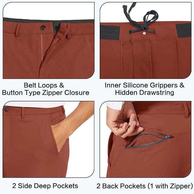 JWM Men's Stretch Golf Joggers Pants with Belt Loops - 29" 34" Slim Fit Tapered Casual Business Travel Dress Work Sweatpants