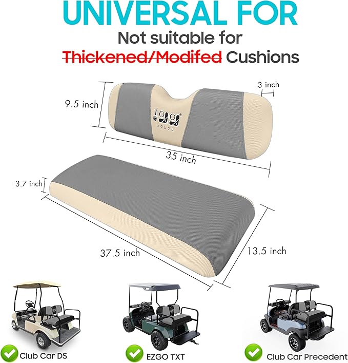 10L0L Universal Golf Cart Rear Seat Cover Dress UP Older Golf Cart Durable Breathable Material Fit Like a Glove for Yamaha EZGO and Club Car, Easy to Install