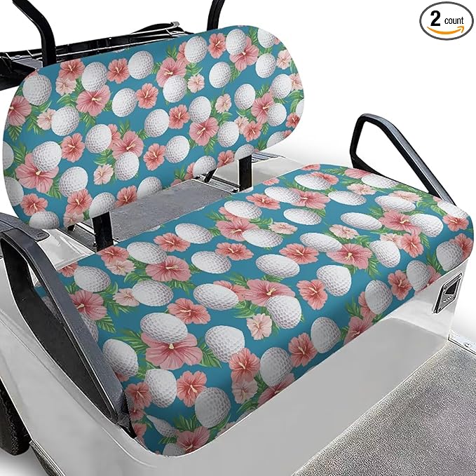 Suobstales Golf Cart Front and Rear Seat Cover Set for EZGO TXT RXV & Club Car DS 2 Passenger, Washable Bench Seat Covers Kit