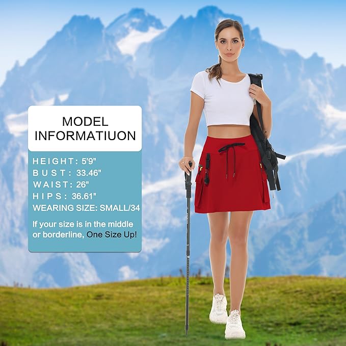 MIVEI Skorts for Woman - Hiking Cargo Skorts with Zipper Pockets, High Waisted Quick Dry Golf Workout, Dressy Casual