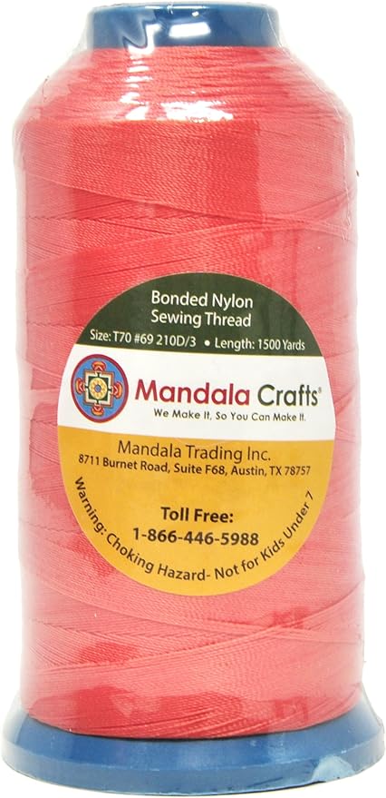 Mandala Crafts Bonded Nylon Thread Coral Heavy Duty Sewing Thread - Image 2