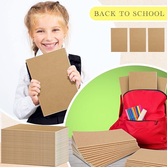 Handepo 100 Pack Composition Notebooks A5/A6 Ruled Lined Composition Kraft - Image 3