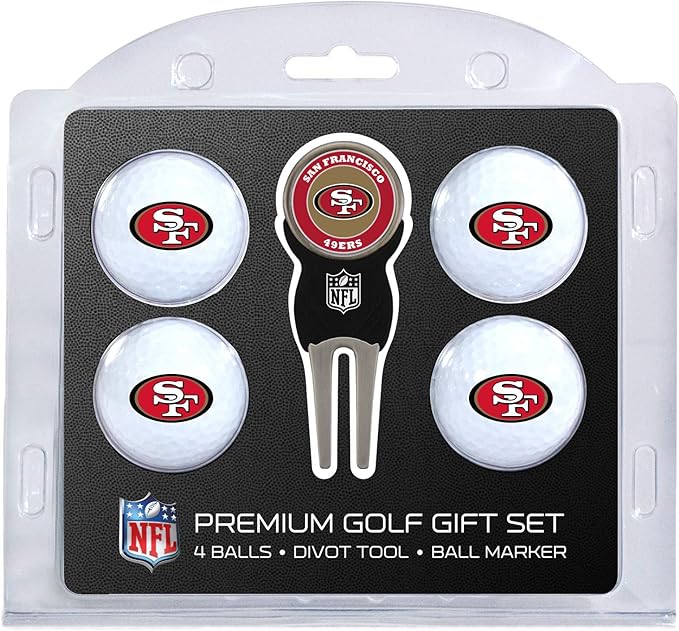 Team Golf NFL Regulation Size Golf Balls (4 Count) & Divot Tool with Removable Double-Sided Magnetic Marker