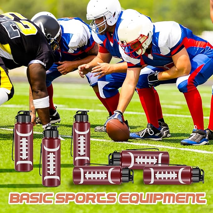 Olgaa 16 Pcs Football Water Bottle Bulk 20 oz Football Reusable Water Drink Bottles Sports Football Accessories for Party Favor Players Lovers Team Gifts (Football)