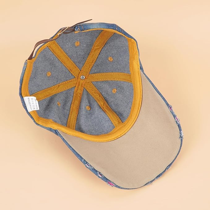 Hoce Fashion Rhinestone Denim Baseball Cap Studded Bling Hat for Women