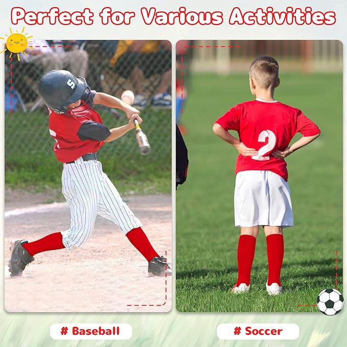 Olreco Toddler Soccer Socks Kids Baseball Socks Youth Softball Sock for Girls Boys Football Sock Boys Athletic Accessories