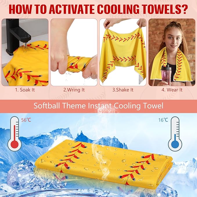 Chumia 18 Pcs 30 x 9 Inch Mini Softball Cooling Towel Accessories Softball Party Favors Ice Towel Breathable Chilly for Player Team Coach Team Gifts Goodie Bag Stuffers Sport Supplies