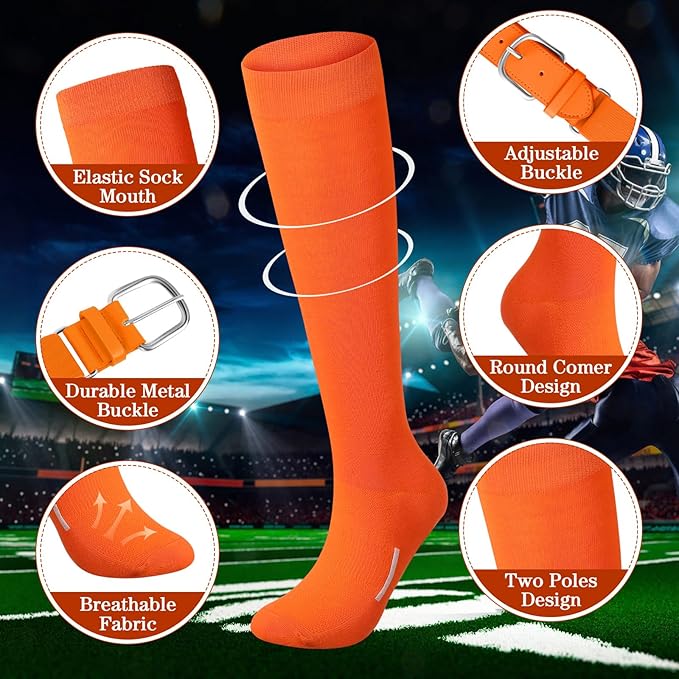 Haysandy Baseball or Softball Sock and Belt Combo Set 3 Football Baseball Socks with Softball Belt for Youth Boys Kids