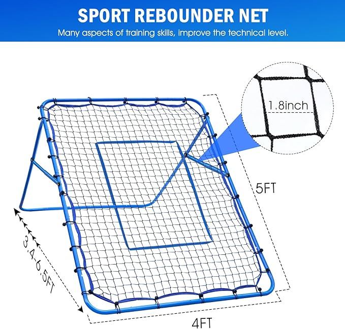 Volleyball Baseball Rebounder Net, Softball Rebounder Pitchback Net Quick Adjustments, Quick Adjustments Lacrosse Bounce Back Practice Equipment, Ideal for Outdoor Indoor and Backyard Training