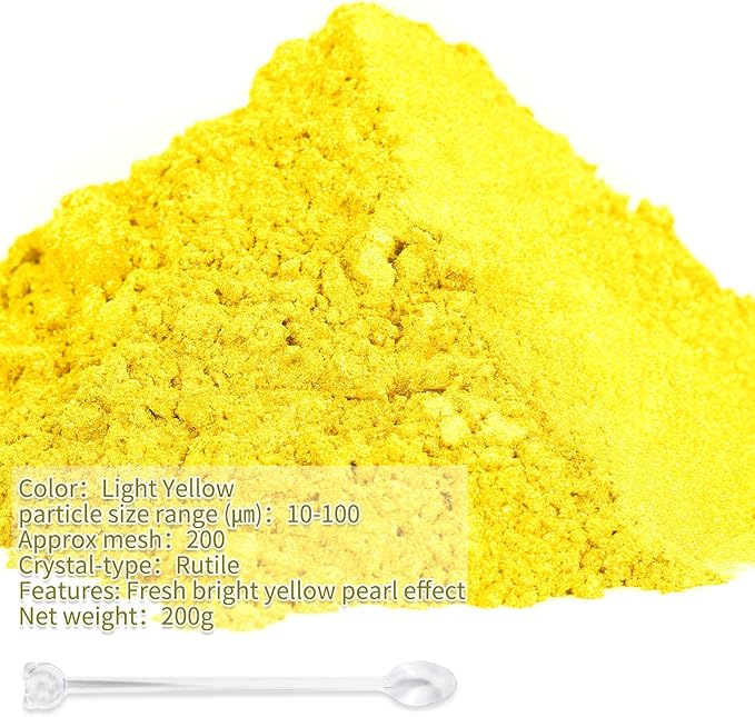 Mica Powder, 7.05OZ（200g）, Light Yellow Mica Powder Pigment - Image 2