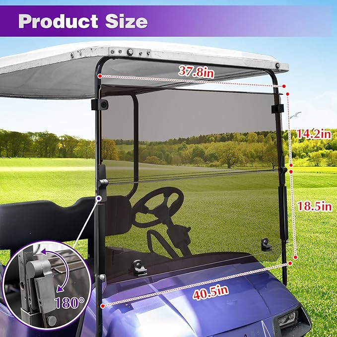4.5mm Extra Thick Tinted Golf Cart Windshield - Compatible with EZGO TXT 1995-2013 Models (Gas & Electric) | Replacement Windshield for Golf Cart Accessories