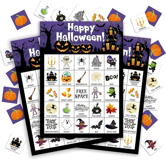 Halloween Bingo Game Cards, 24 Players Halloween Bingo Game by CBFEBCBST