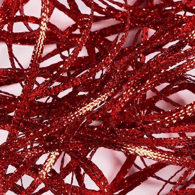Red Thin Ribbon 1/8 inch Metallic Braided Double Faced Ribbons Curling Ribbons - Image 8