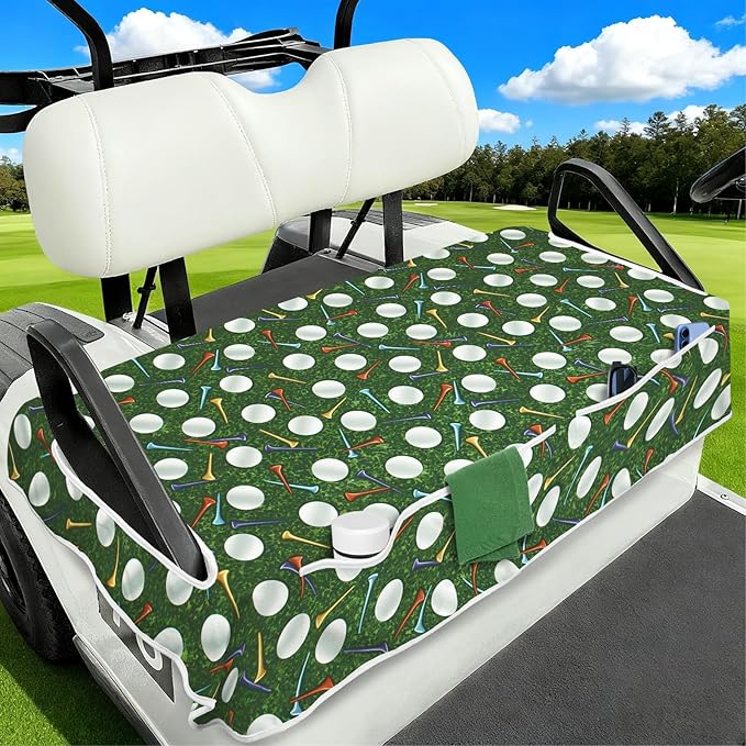 Golf Cart Seat Covers Club Car Golf Cart Accessories 4 Pockets Golf Carts Seat Towel Blanket for Men Women Golf Cart Decor