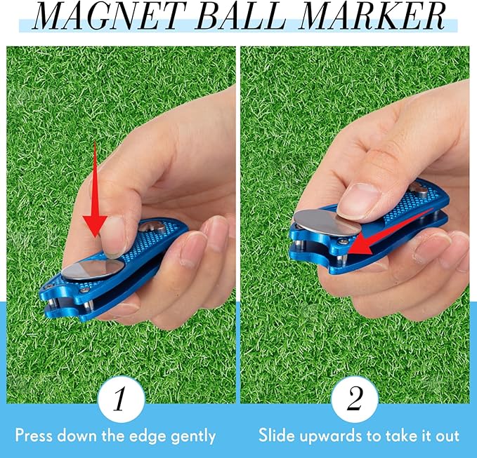 Poen Pcs Golf Divot Tool Golf Repair Tool with Magnetic Ball Marker and Popping Button Metal Foldable Switchblade Repair Fixer for Golfers Prizes