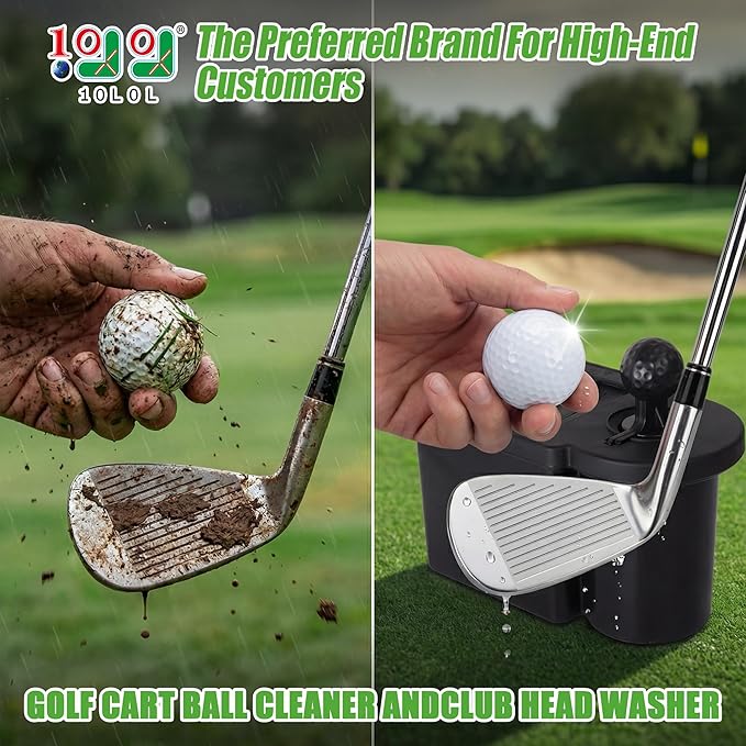 10L0L Golf Cart Ball Washer and Club Cleaner Kit, Detachable Golf Club Head and Ball Washer Golf Cleaner for EZGO Club Car Yamaha