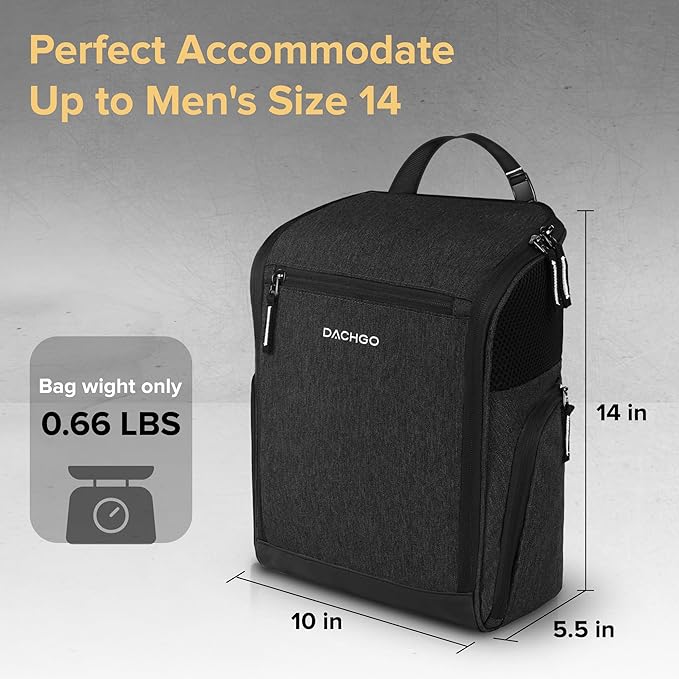 Golf Shoe Bag Men Women, Padded Golf Shoe Carry Bags with Clasped Strap Handle & Side Ventilation, 3 Pockets for Golf Tees, Balls & Accessories, Perfect for Sport Golf Baseball Soccer