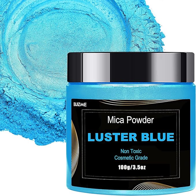 Blue Mica Powder Big Bottle Pigment Powder Multipurpose DIY Arts and Crafts by BIJIZME