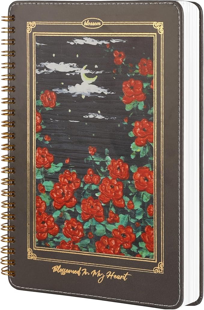 Spiral Notebook for Women, Durable A5 Leather Hardcover Notebooks, 140 Lined by MGGAO