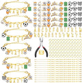 Kigeli 394 Pcs Sports Bracelets for Women DIY Game Bracelets kit Softball Baseball Football Jewelry Crafts Adjustable Gold Letter Charms Keychain for Team Sport Lovers Gifts