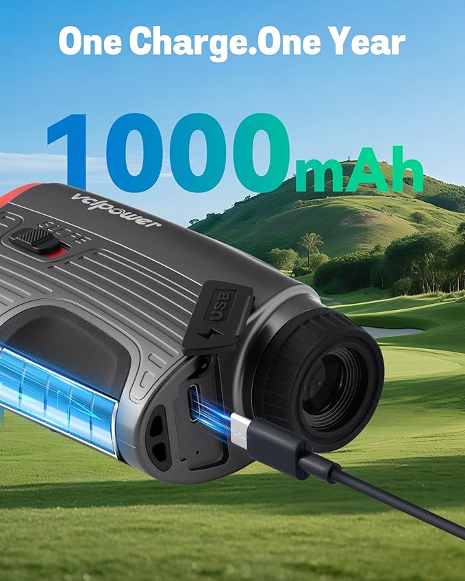 VCLPOWERW Golf Rangefinder with Slope, 1200 Yards Laser Range Finder for Golf & Hunting, 7X Magnification, Flag Lock Vibration, Rechargeable Battery, Magnetic Strip, Waterproof Golf Accessories