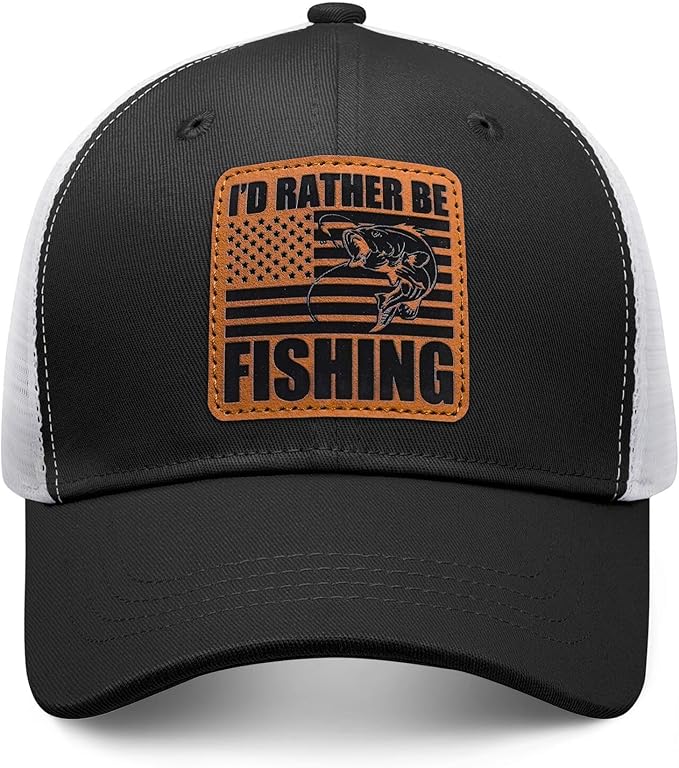 Fishing Hat Fishing Gifts for Men Bass Fish Flag Gear Accessories Stuff Trucker Hat Snapback Baseball Cap