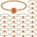 Tondiamo 24 Pcs Cheer Baseball Softball Soccer Basketball Football Tennis Bracelets Gifts Bulk Beaded Stretch Bracelets Charm Gifts Sport Jewelry Party Favors Supplies