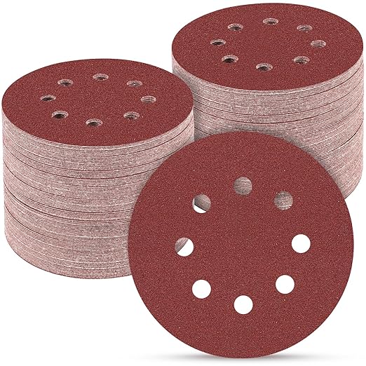 165 PCS 5 Inch Sanding Discs, Round Hook and Loop Sandpaper by POTUINOM
